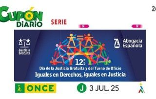 Cupón de la ONCE Día de la Justicia Gratuita y Turno de Oficio. Sorteo 3 de julio de 2025.